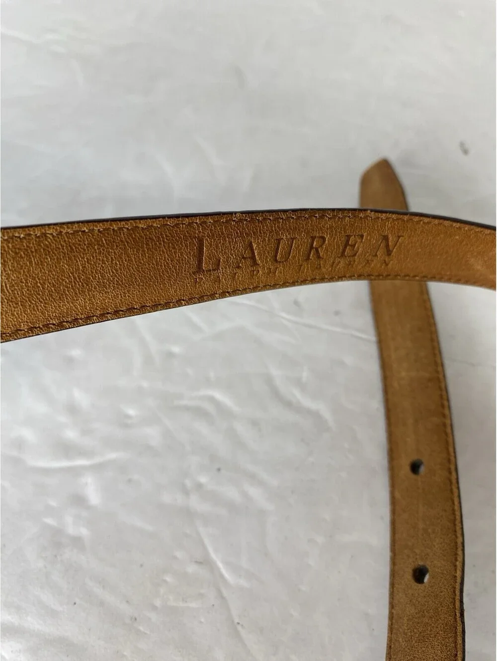 LAUREN Ralph Lauren Leather Belt Featuring A Stirrup-Inspired Design Size XL